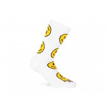 Paire de chaussettes cycliste PACIFIC & CO - Smiley (Blanc)