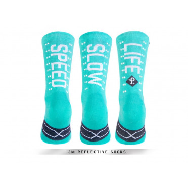 Paire de chaussettes cycliste PACIFIC & CO - Speed / Slow Life (Turquoise)