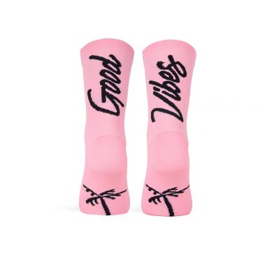 Paire De Chaussettes Cycliste PACIFIC & CO - Good Vibes - Pink