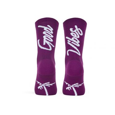 Paire De Chaussettes Cycliste PACIFIC & CO - Good Vibes - Purple