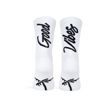 Paire de chaussettes cycliste PACIFIC & CO - Good Vibes - White