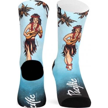 Paire de chaussettes cycliste Pacific & Co - Hula girl - Bleu
