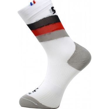 Paire de chaussettes cycliste Rafa'L Stripes - White Black Red