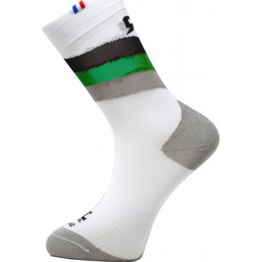 Paire de chaussettes cycliste Rafa'L Stripes - White Black Green