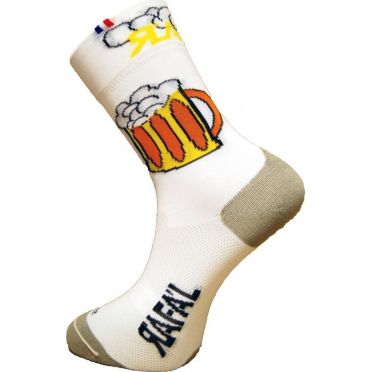 Paire de chaussettes cycliste Rafa'L Classico - Binouze White