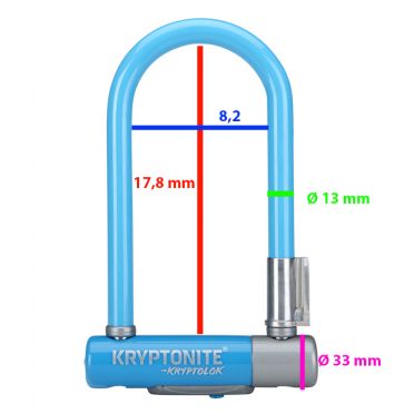 Antivol vélo U Kryptonite Kryptolok Series 2 Mini 7 - Bleu