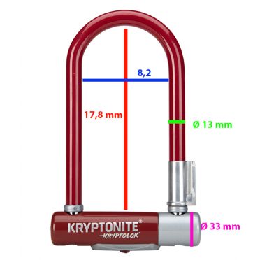 Antivol vélo U Kryptonite Kryptolok Series 2 Mini 7 - Merlot