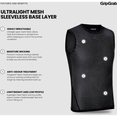 Sous-maillot cycliste sans manche en maille ultralégère GripGrab