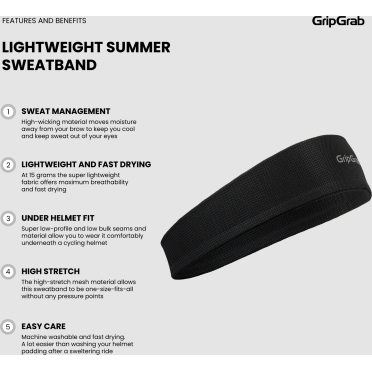 Bandeau vélo léger d'été GripGrab