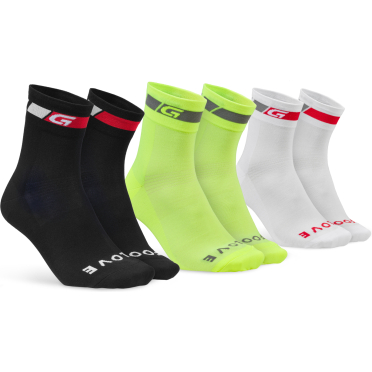 Chaussettes vélo GripGrab Tricolore, pack de 3