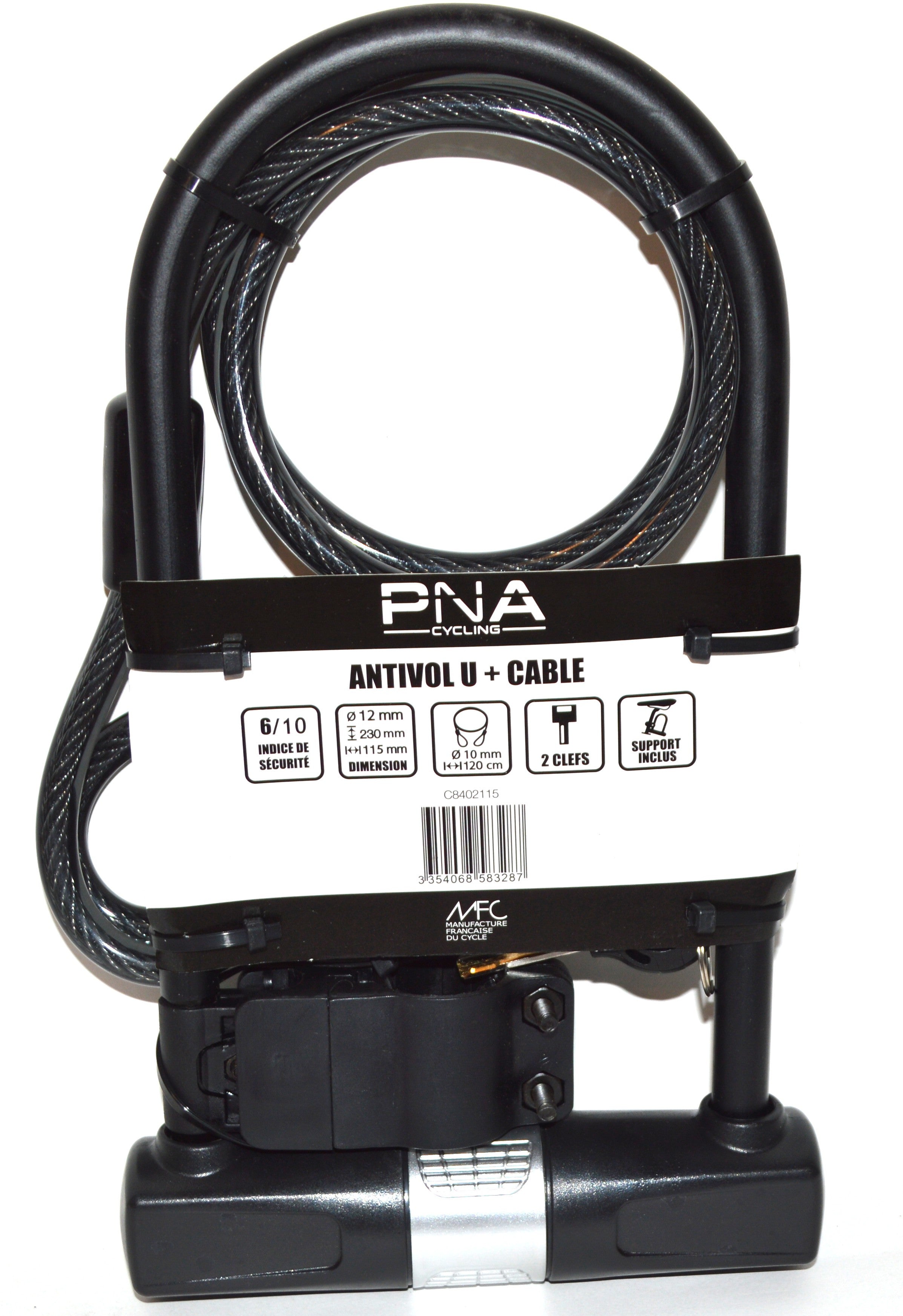 Antivol U vélo PNA avec câble et support