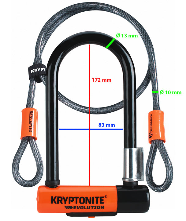 Antivol vélo U Kryptonite Evolution Mini 7 avec câble KryptoFlex