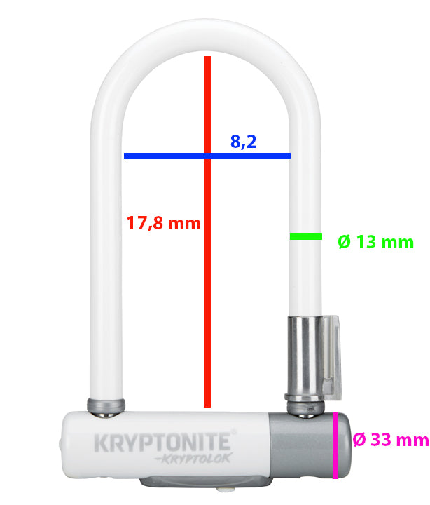 Antivol vélo U Kryptonite Kryptolok Series 2 Mini 7 - Blanc