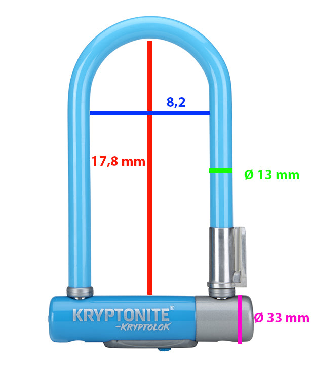 Antivol vélo U Kryptonite Kryptolok Series 2 Mini 7 - Bleu