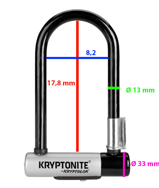 Antivol vélo U Kryptonite Kryptolok Series 2 Mini 7 - Noir