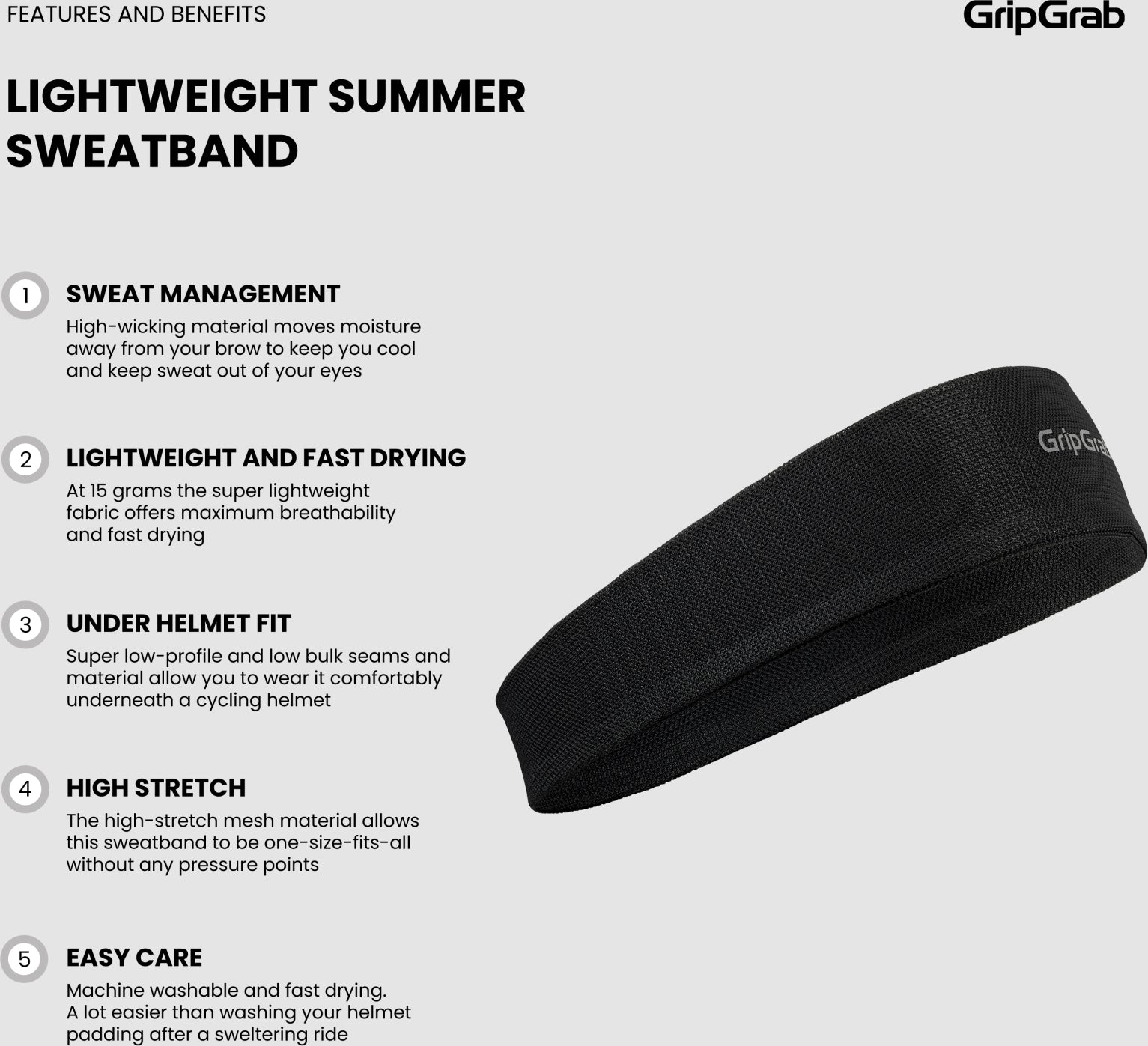 Bandeau vélo léger d'été GripGrab