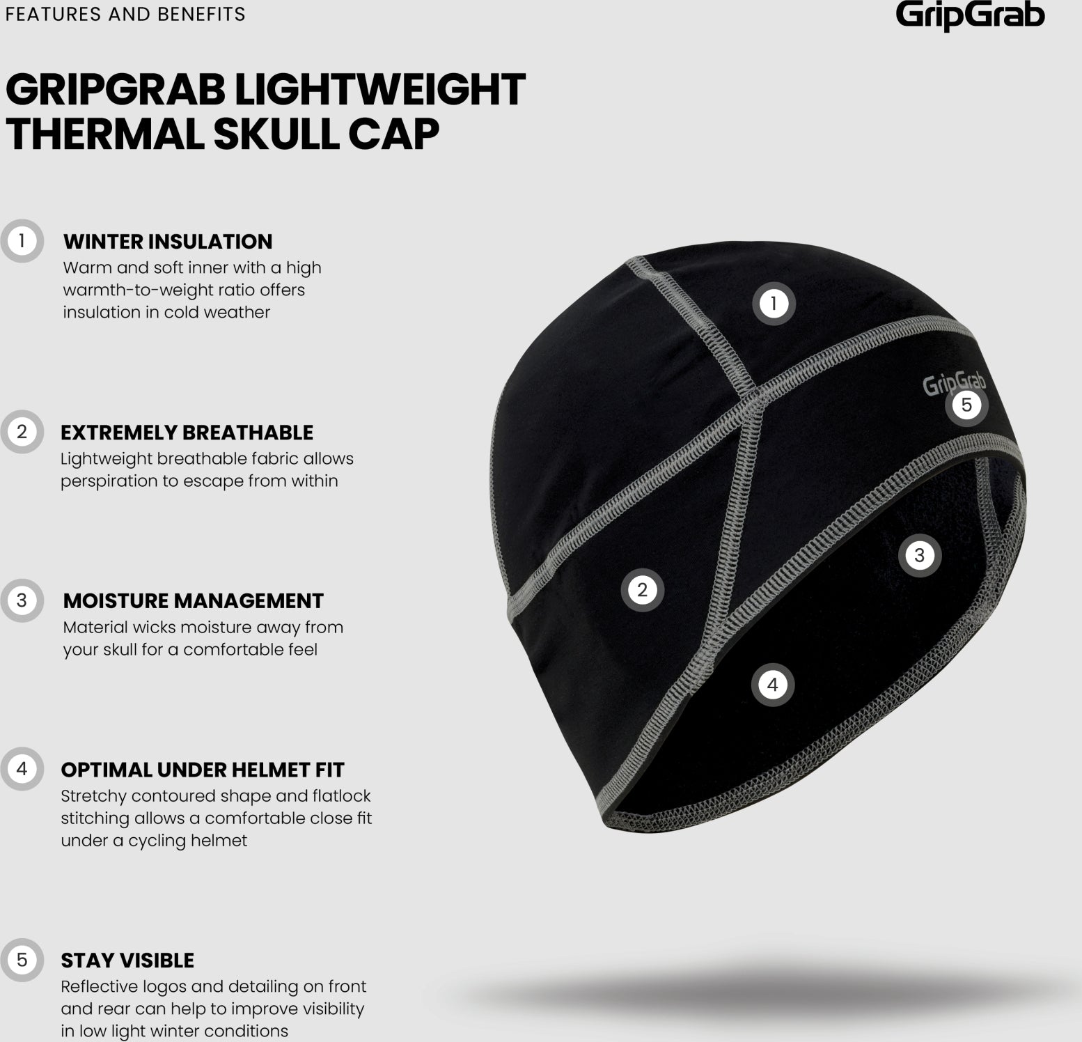 Bonnet vélo thermique GripGrab Skull