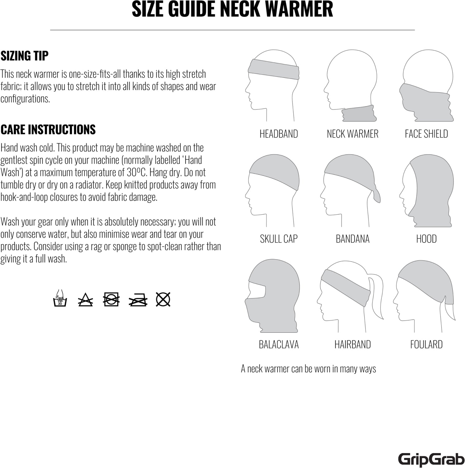 Cache-cou vélo mérinos multifonction GripGrab