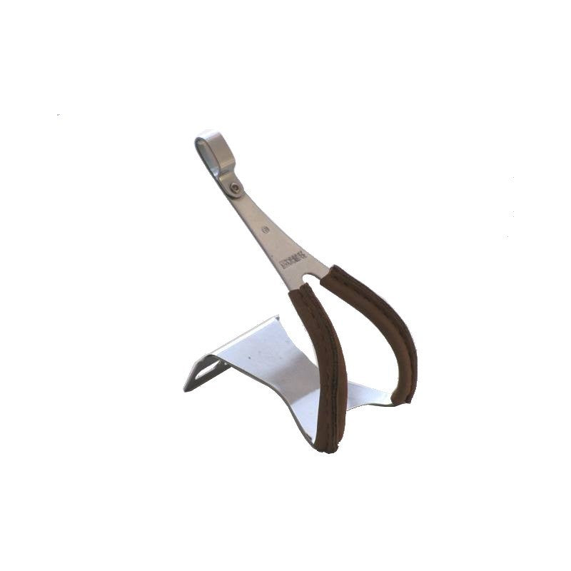 Cale-pieds en acier et cuir MKS Toe Clip NJS