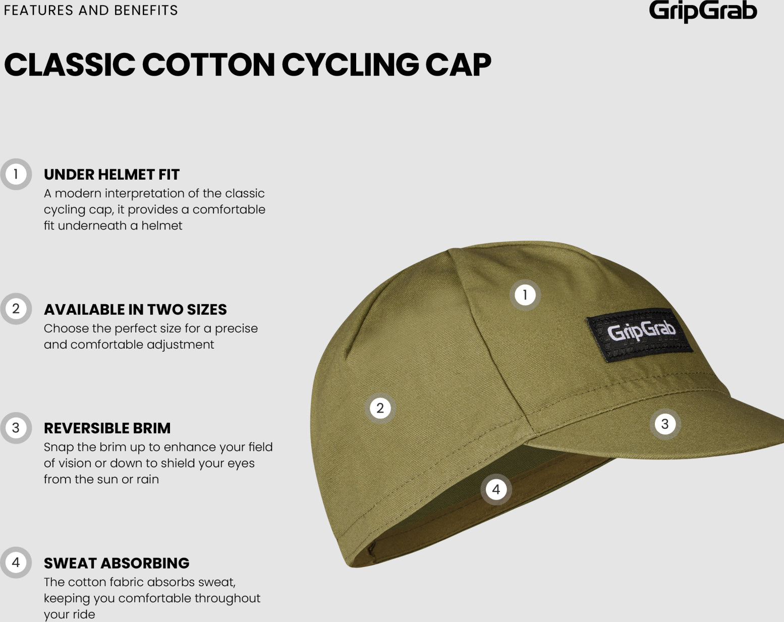 Casquette vélo coton GripGrab Classic