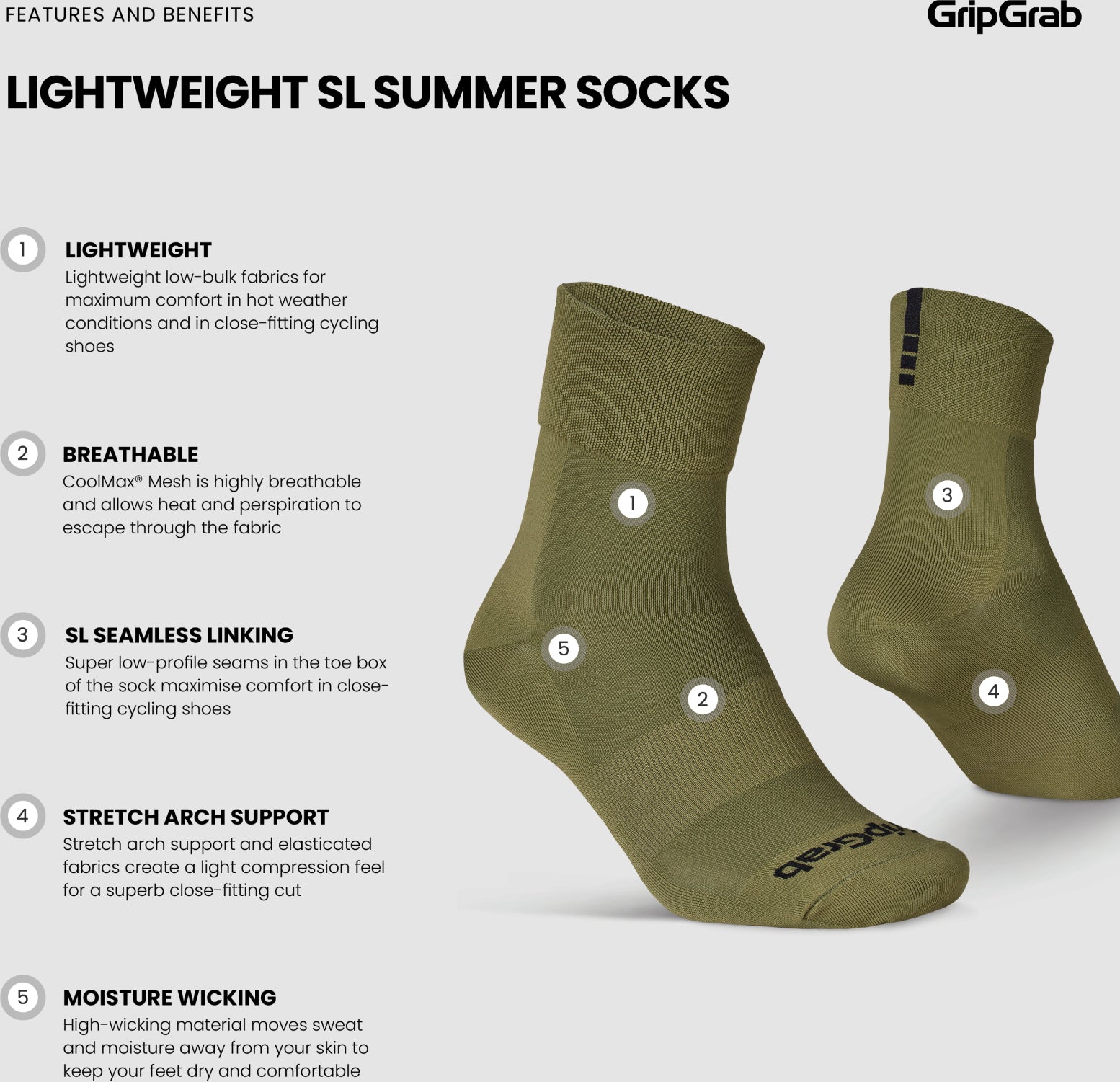 Chaussettes vélo d'été GripGrab Lightweight SL