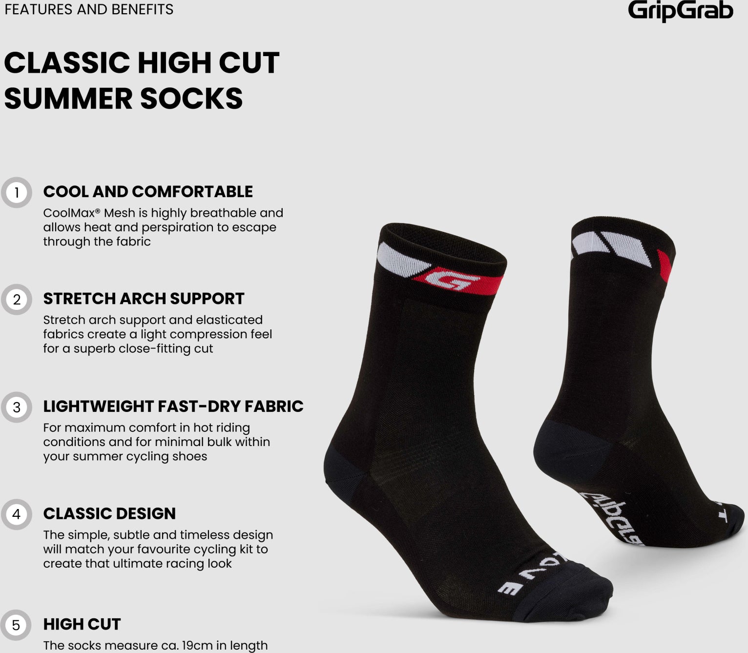 Chaussettes vélo d'été hautes GripGrab Classic