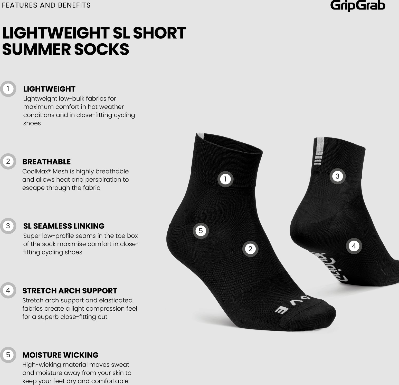 Chaussettes vélo été courtes GripGrab Lightweight SL