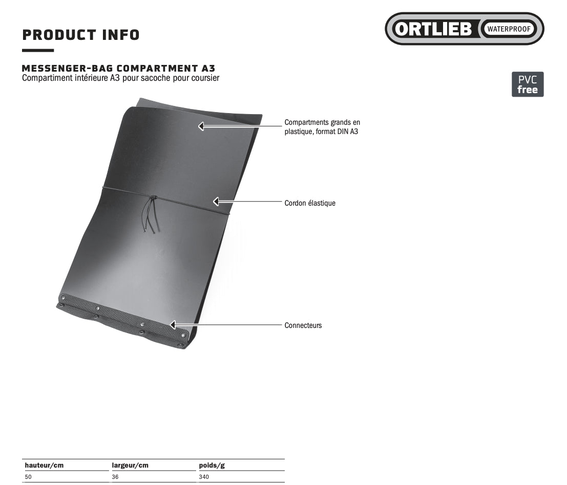 Scomparto A3 per borsa Ortlieb Messenger