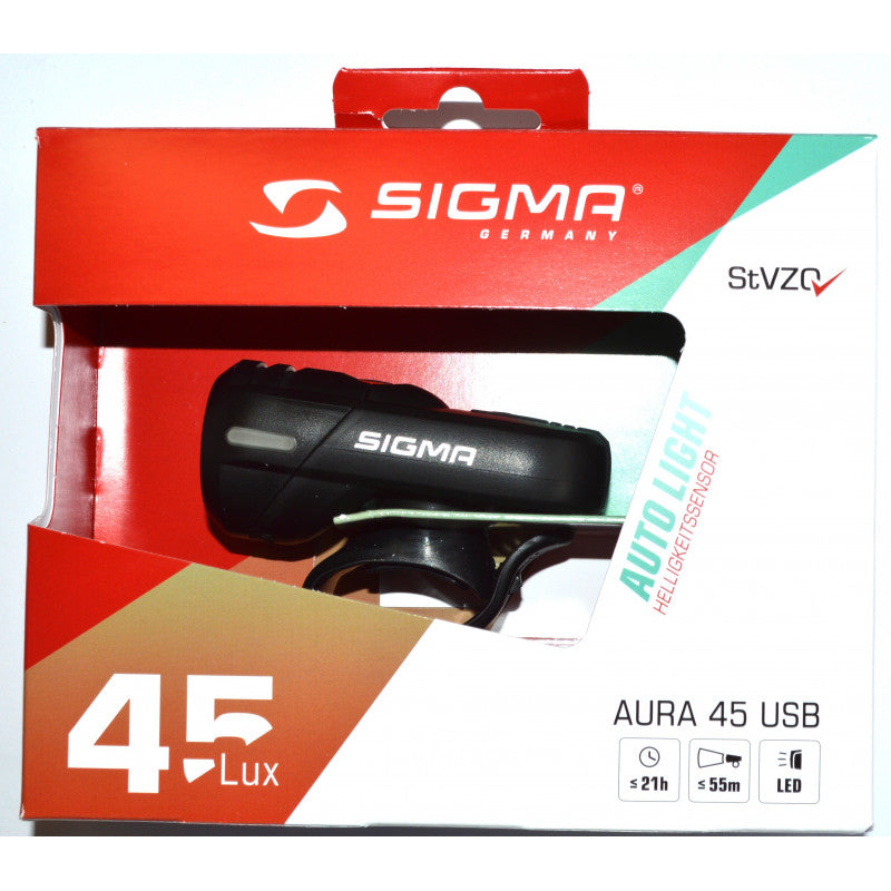Luz delantera de bicicleta Sigma Aura 45 USB
