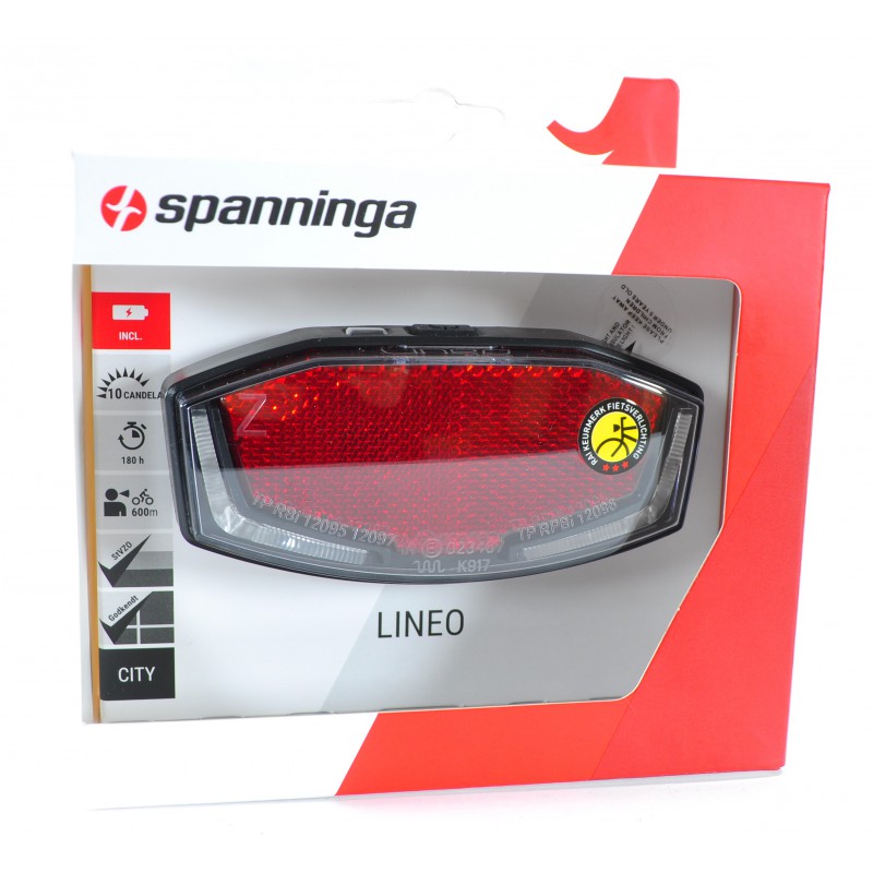 Feu arrière pour vélo à piles Spanninga pour porte-bagages Lineo XB