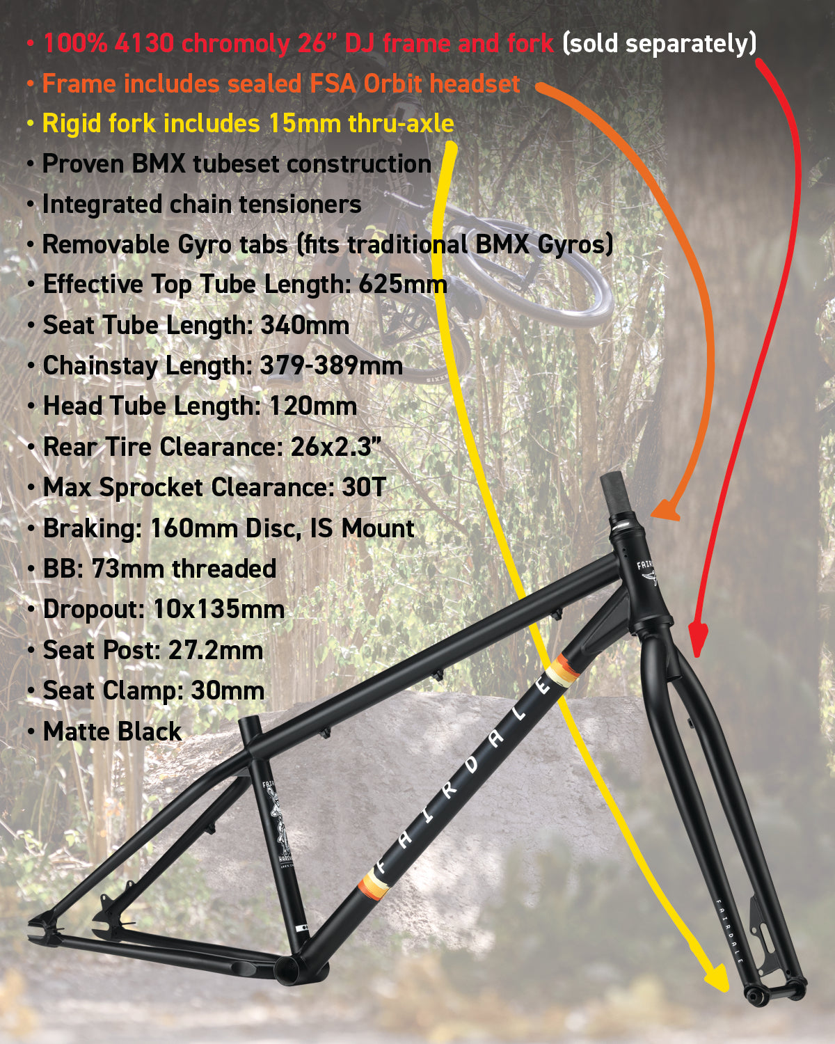 Forcella per bici Fairdale Harraiser 26 Dirt MTB
