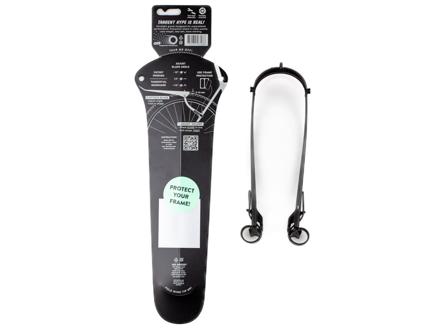 Garde-boue arrière Ass Savers Win Wing Gravel - Stealth Black