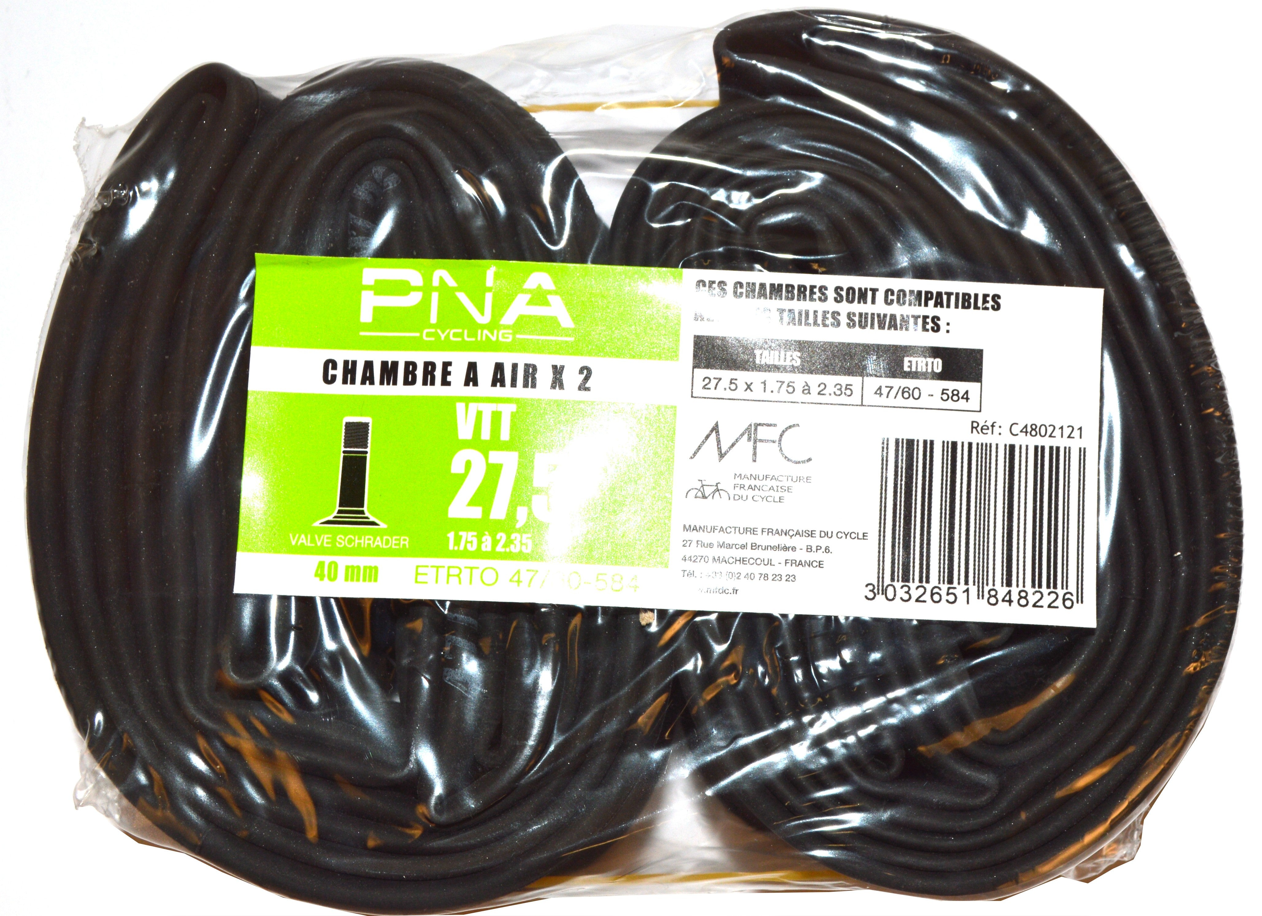 Set of 2 inner tubes PNA 27.5 x 1.75-2.35 Schrader 40mm