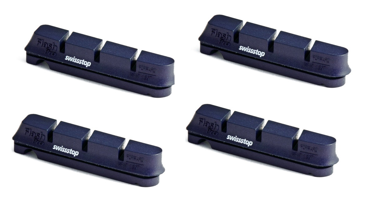 Pack de 4 cartouches SwissStop type Shimano Flash Pro Black pour jantes aluminium