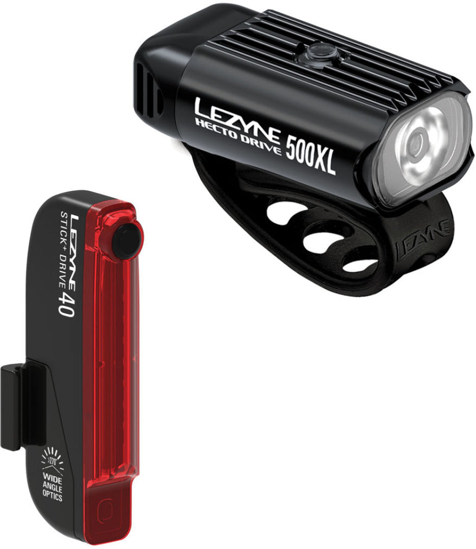 Paire d’éclairages vélo USB Lezyne Hecto Drive 500XL + Stick+ Drive