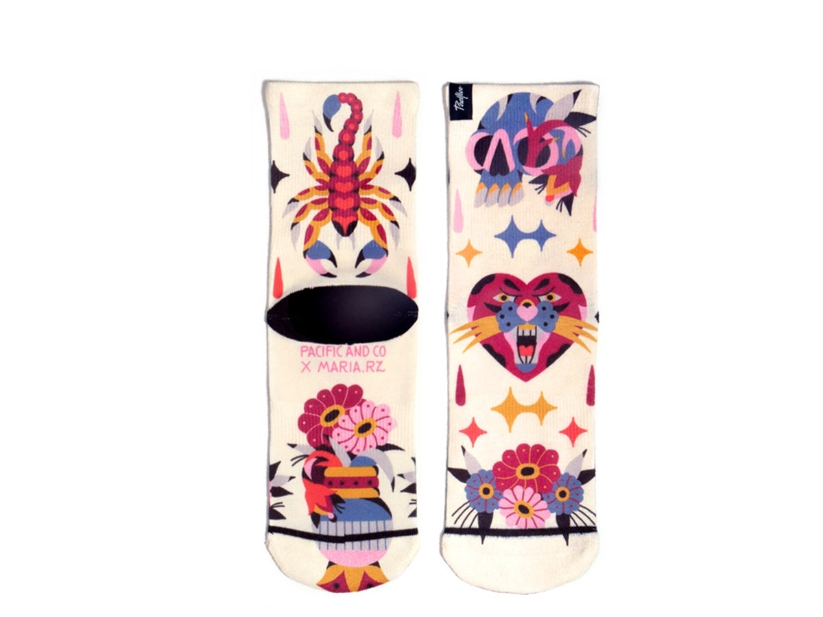 Paire de chaussettes cycliste femme PACIFIC & CO - Romance by Maria RZ