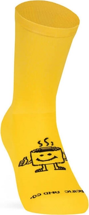 Paire de chaussettes cycliste Pacific & Co - Coffee club - Jaune