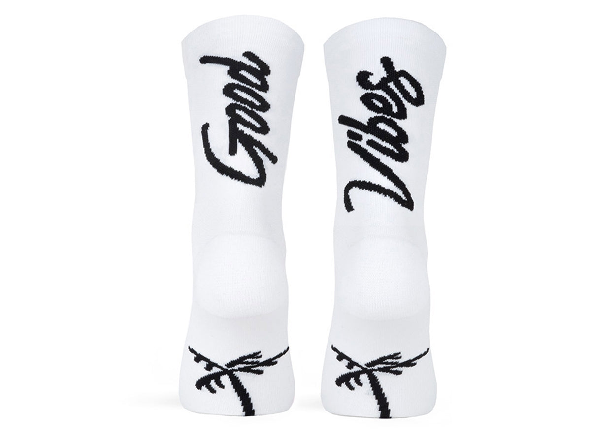 Paire de chaussettes cycliste PACIFIC & CO - Good Vibes - White