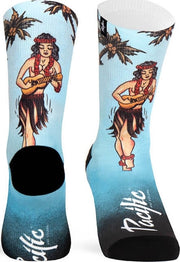 Paire de chaussettes cycliste Pacific & Co - Hula girl - Bleu