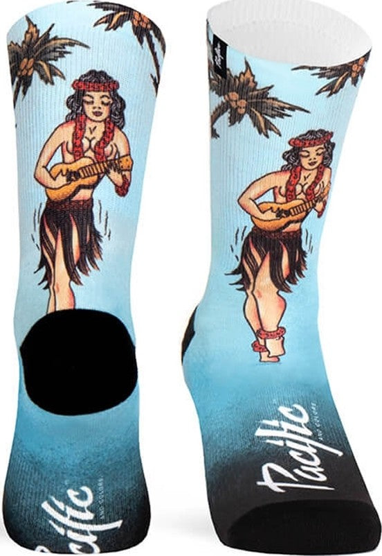 Paire de chaussettes cycliste Pacific & Co - Hula girl - Bleu