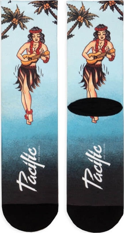 Paire de chaussettes cycliste Pacific & Co - Hula girl - Bleu
