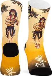 Paire de chaussettes cycliste Pacific & Co - Hula girl - Jaune