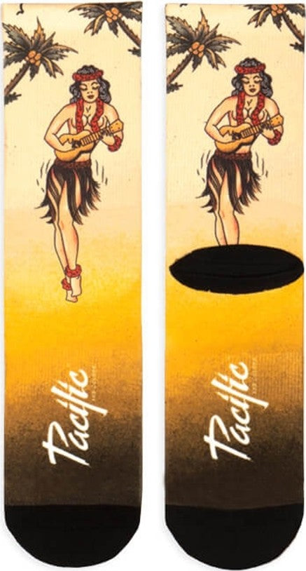 Paire de chaussettes cycliste Pacific & Co - Hula girl - Jaune