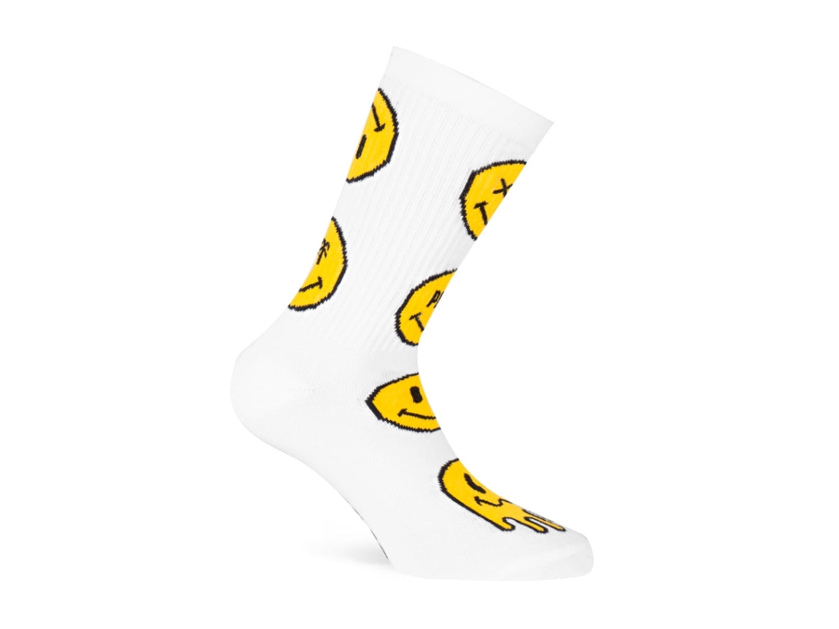 Paire de chaussettes cycliste PACIFIC & CO - Smiley (Blanc)