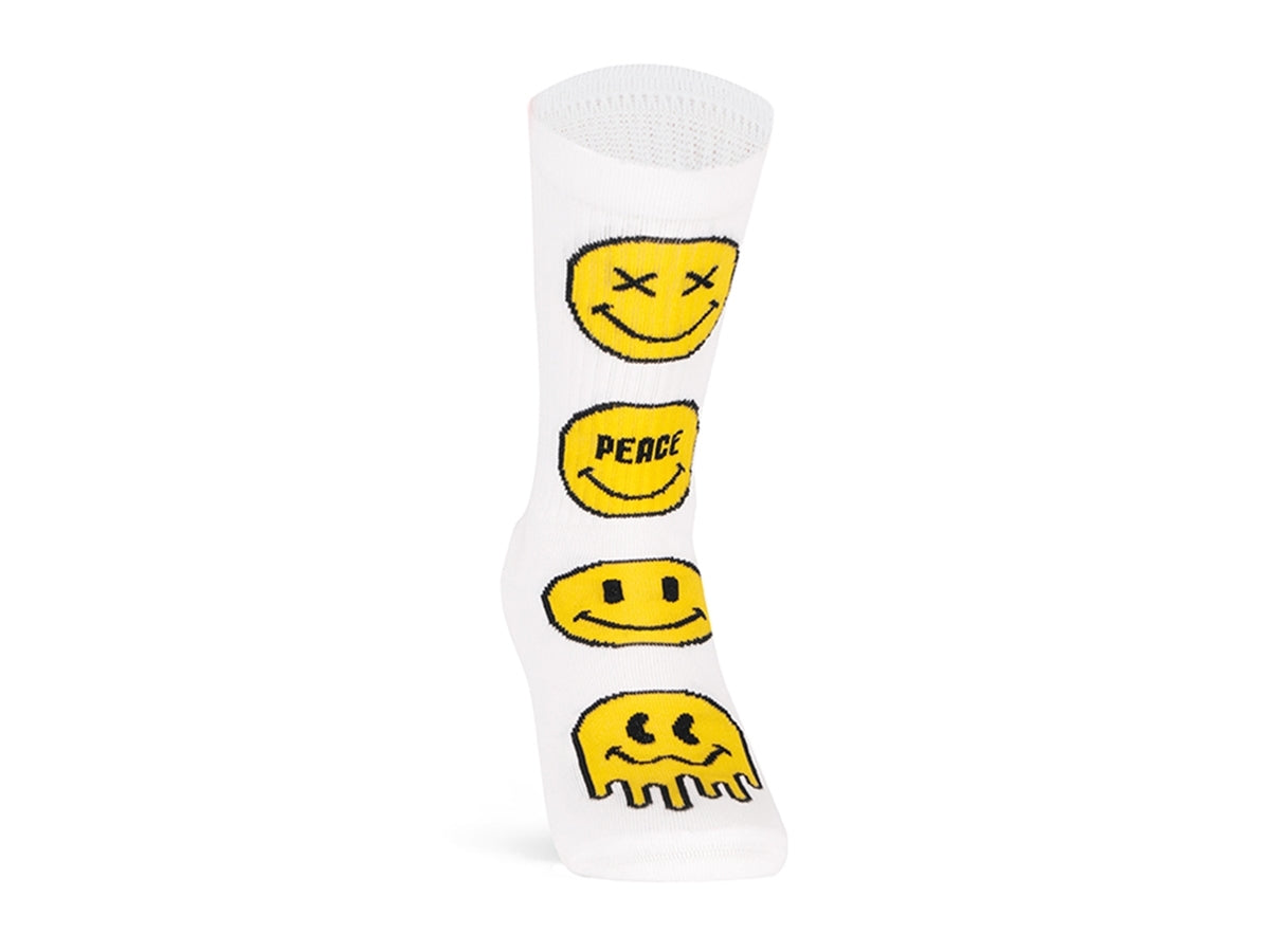 Par de calcetines de ciclismo PACIFIC & CO - Smiley (Blanco)