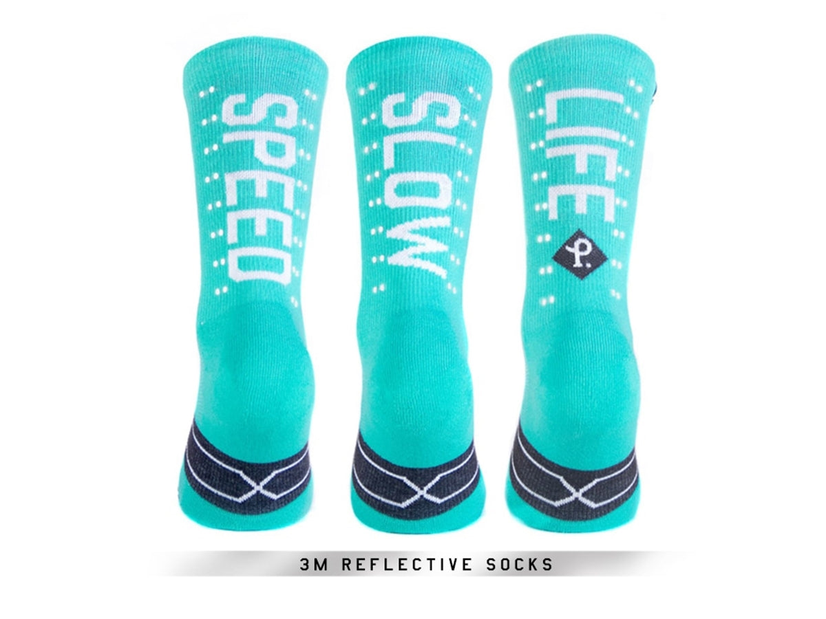 Paire de chaussettes cycliste PACIFIC & CO - Speed / Slow Life (Turquoise)