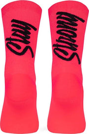 Pair of Pacific & Co cycling socks - Stay strong - Coral