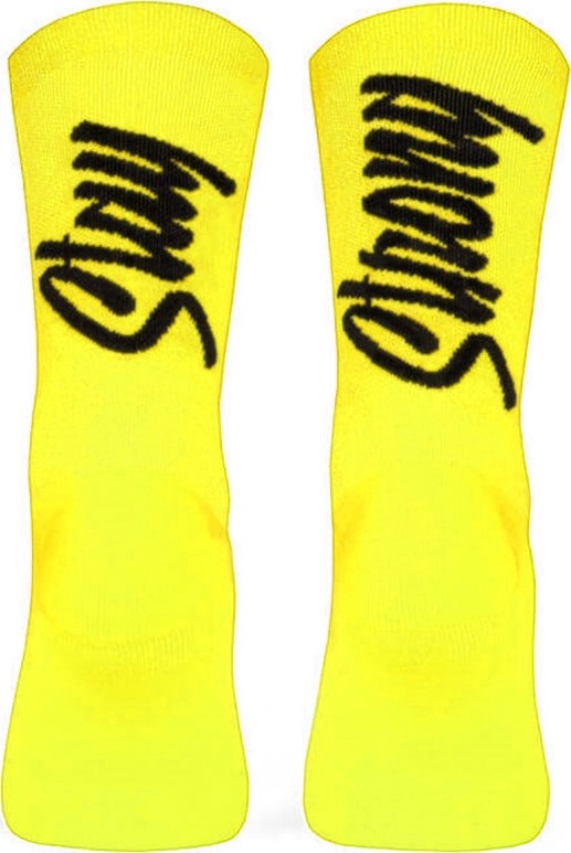 Paire de chaussettes cycliste Pacific & Co - Stay strong - Jaune