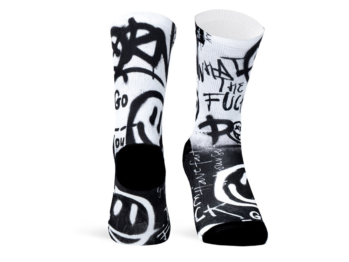 Paire de chaussettes cycliste Pacific & Co. Acid Noir & Blanc