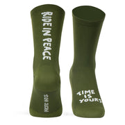 Paire de chaussettes cycliste Pacific & Co. Ride in Peace - Olive